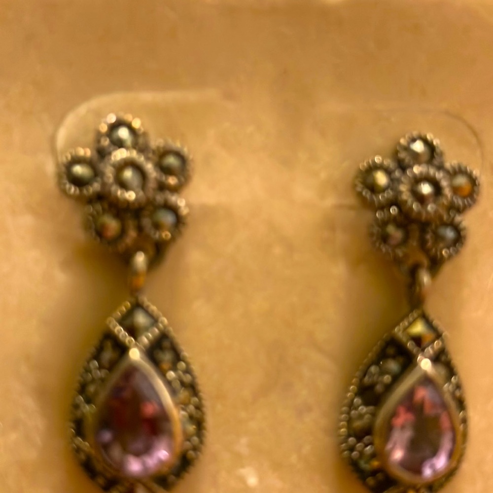 Amethyst Earrings Sterling Silver